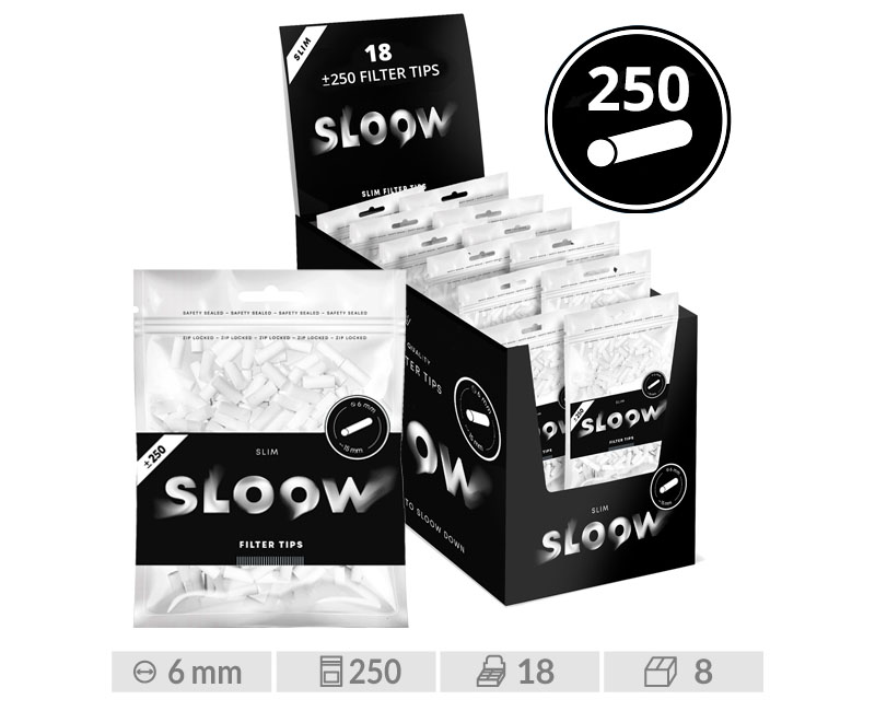 SLOOW EXP 18 BOLSAS 250 BLACK FILTERS SLIM 6MM