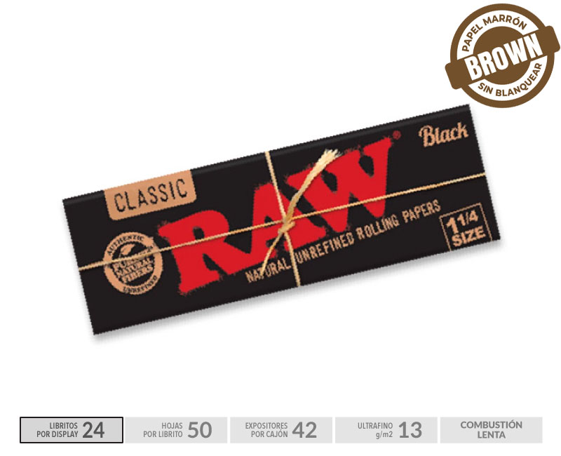RAW BLACK 1 1/4 (50 HOJAS) EXP 50