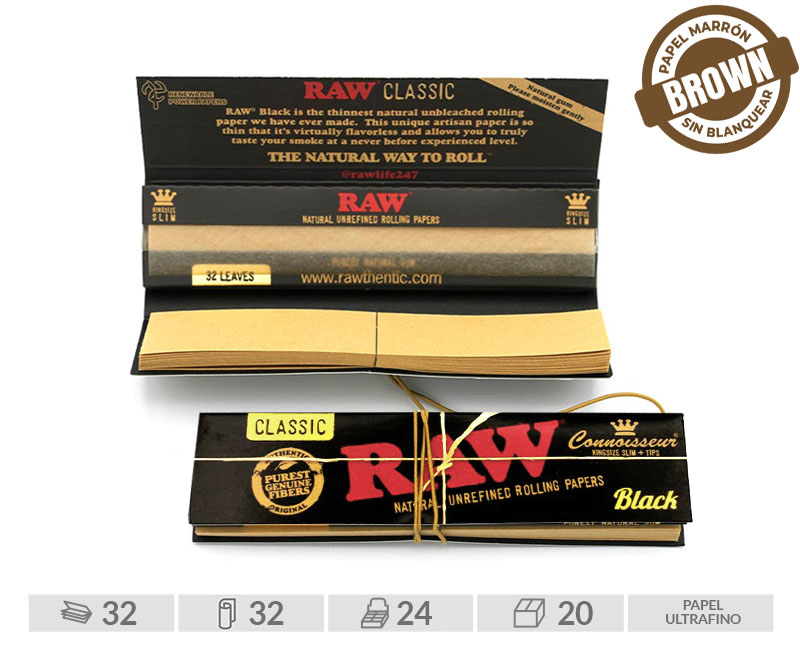RAW EXP 24  CONNOISSEUR SLIM BLACK + TIPS