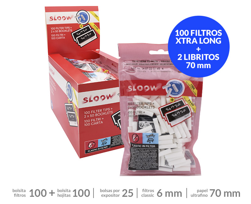 SLOOW EXP 25 BOLSA FILTROS SLIM X-LONG 100+2 PAPEL