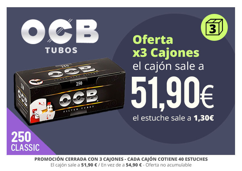 PROMO OCB 3 CAJONES TUBOS 250 A 51.90€ /CAJON