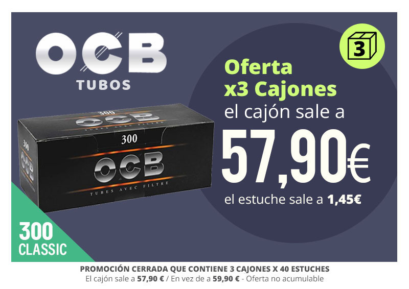 PROMO OCB 3 CAJONES TUBOS 300 A 57.90€ /CAJON