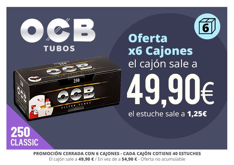 PROMO OCB 6 CAJONES TUBOS 250 A 49.90€ /CAJON