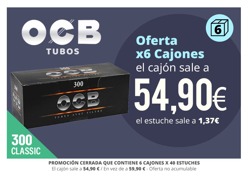 PROMO OCB 6 CAJONES TUBOS 300 A 54.90€ /CAJON