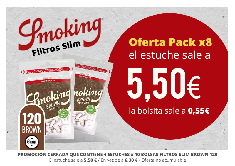 PROMO x8 FILTROS SMOKING SLIM BROWN A 5.50€/EXP