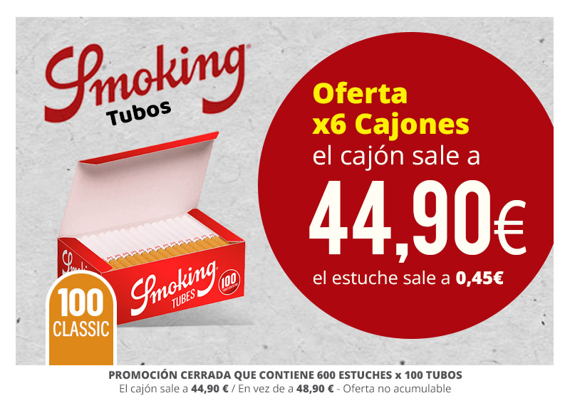 PROMO SMOKING TUBOS 100: x6 CAJONES A 44.90€/CAJON