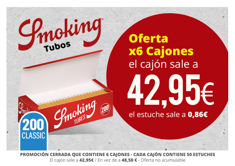 PROMO SMOKING TUBOS 200: x6 CAJONES A 42.95€/CAJ