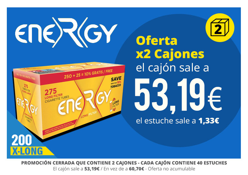 PROMO ENERGY 2 CAJONES 275 XLONG (53.19€/CAJ)