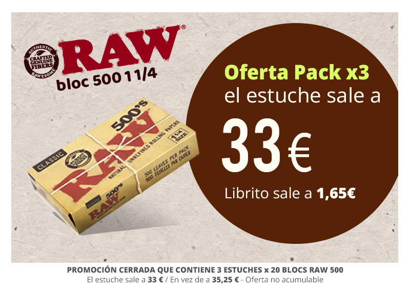 PROMO RAW 3 BLOC 500 A 33€/ESTUCHE