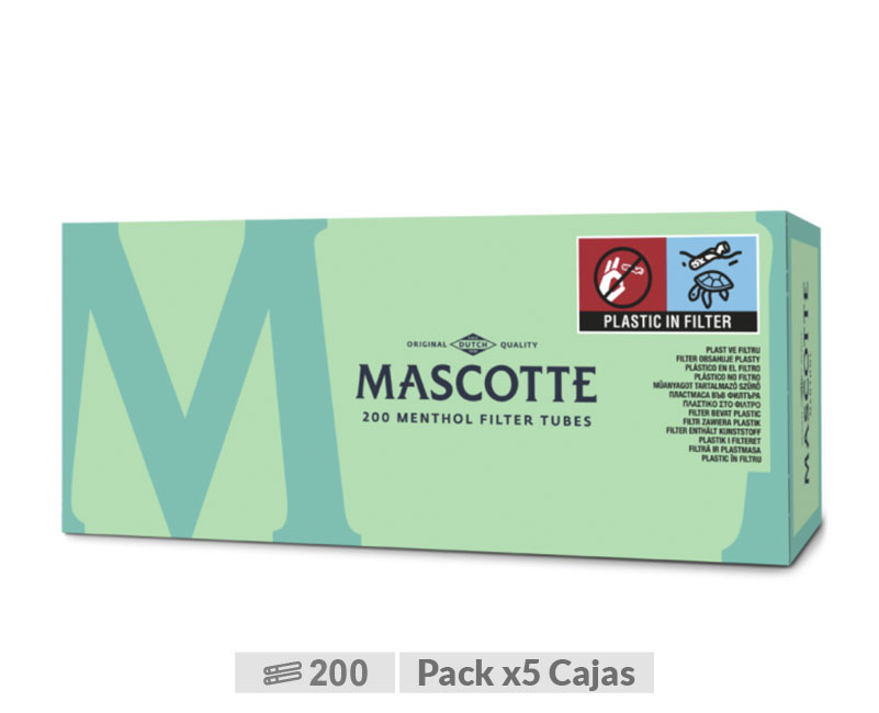 PACK 5  CAJAS MASCOTTE TUBOS MENTHOL 200 (1X5)