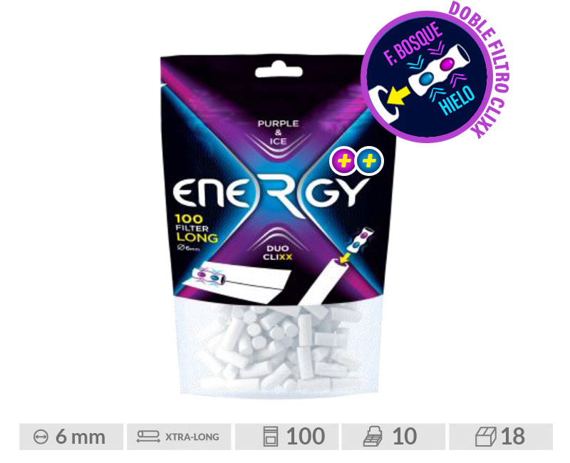 ENERGY FILTROS DUO CLIXX PURPLE 100 - EXP 10 BOL