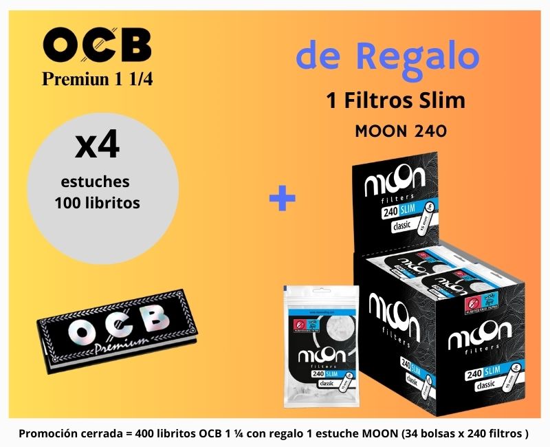 PROMO 400 LIBR.1/4 OCB PREMIUM+REGALO FILTROS MOON