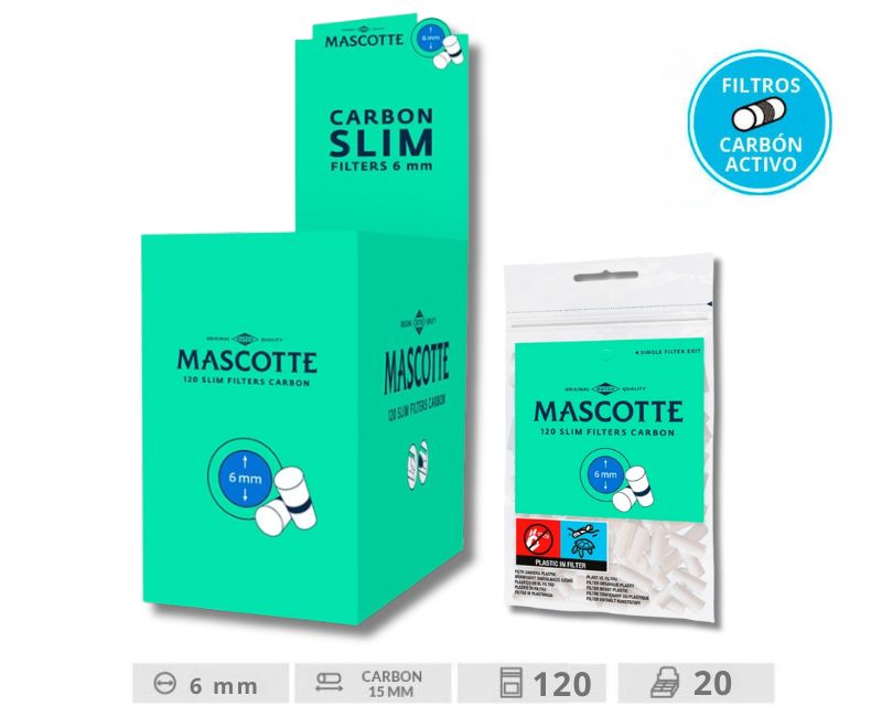 MASCOTTE FILTRO SLIM 6MM  CARBON 120UDS