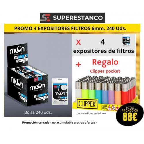 PROMO MOON 4 EXP. FILTROS 6MM 240 UDS+ POCKET
