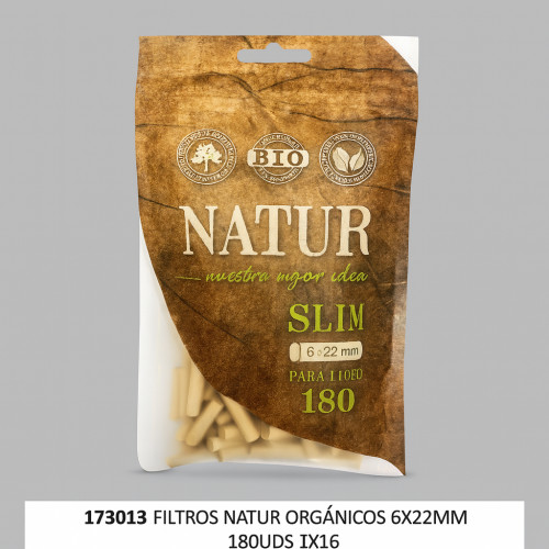 NATUR FILTROS ORGANICOS SLIM LONG (6X22) 180UDS