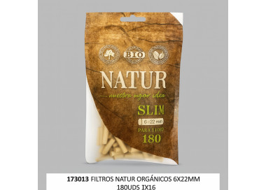 NATUR FILTROS ORGANICOS SLIM LONG (6X22) 180UDS