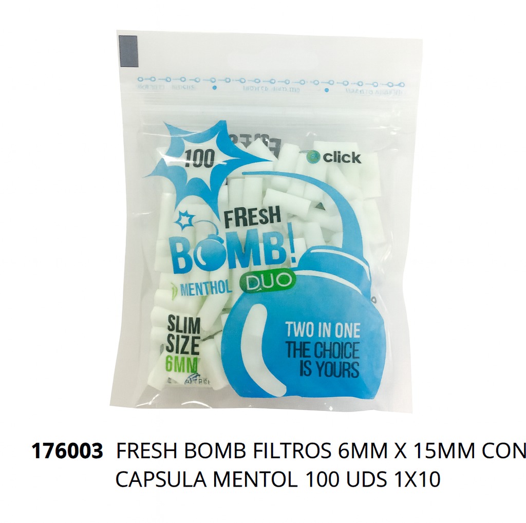 EXP.10 UDS. FILTROS FRESH BOMB MENTHOL 100 FILTROS
