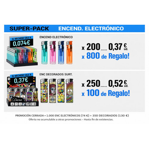 PROMO MECHEROS (ELECT): 1.000 ELECTR+ 350 DECO