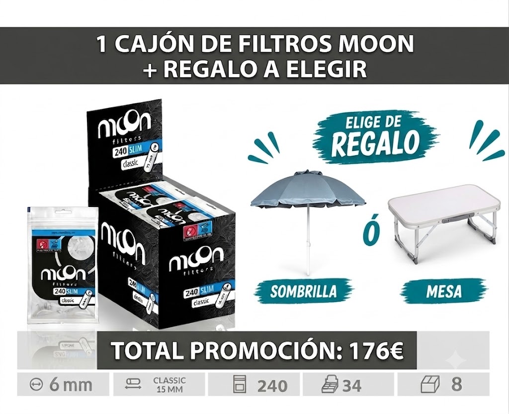 PROMO CAJON FILTROS MOON +SOMBRILLA O MESA PLAYA
