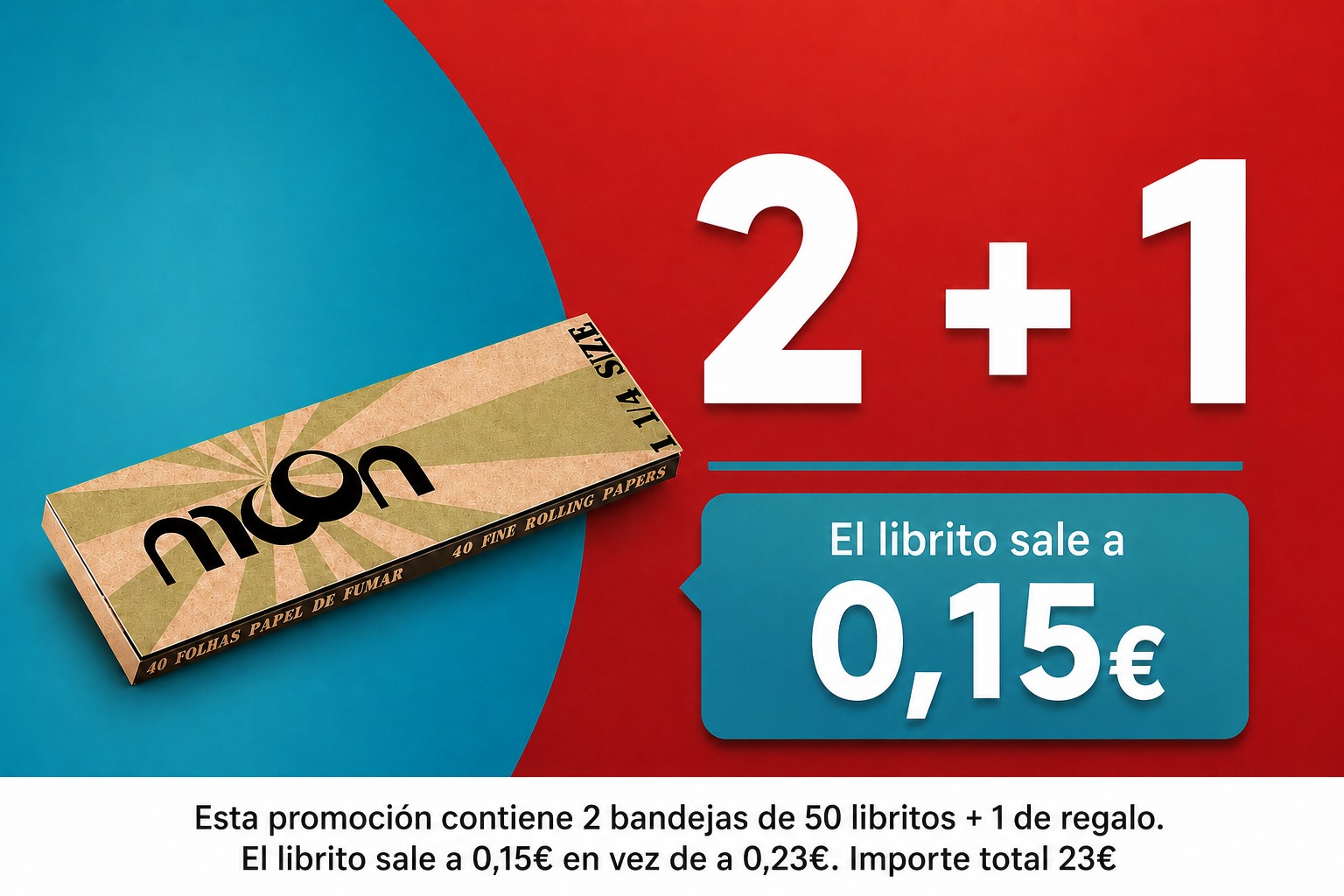 PROMO MOON 2+1 EXP PAPEL 50 LIB 1 1/4 NATUR