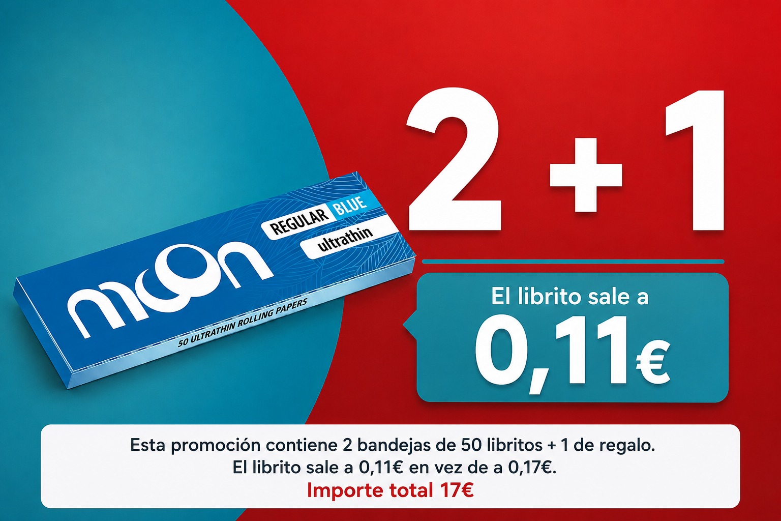 PROMO MOON 2+1 EXP. 50LIB PAPEL 70MM BLUE