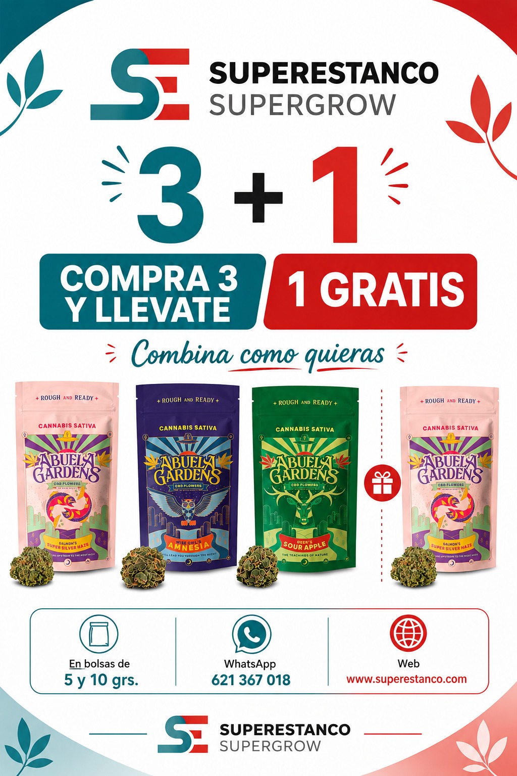PROMO 3+1 ABUELA GARDENS 3+1 BOLSAS 10 GRS
