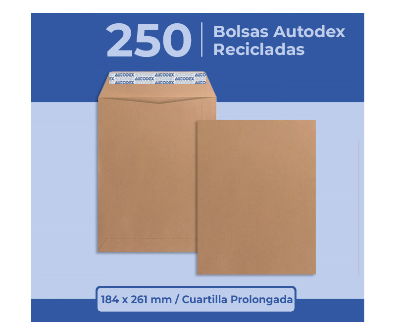 BOLSA RECICLADA AUTODEX (CAJA 250 UDS) 184x261mm