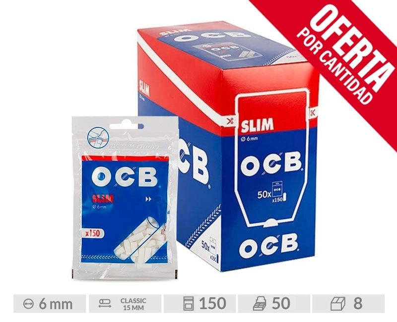 OCB FILTROS SLIM 6mm  BOLSA 150 FILTROS EXP 50