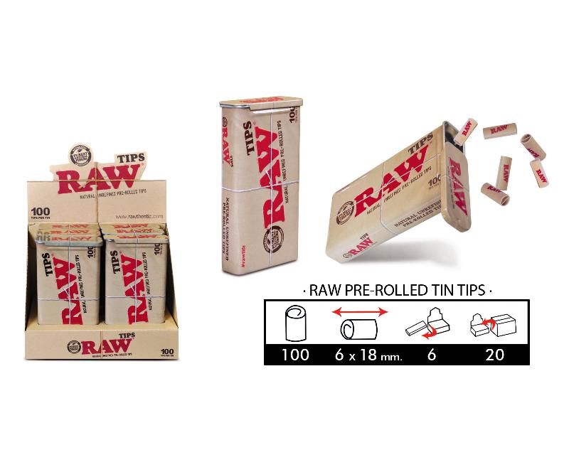 RAW TIPS  PRE-ROLLED TIN