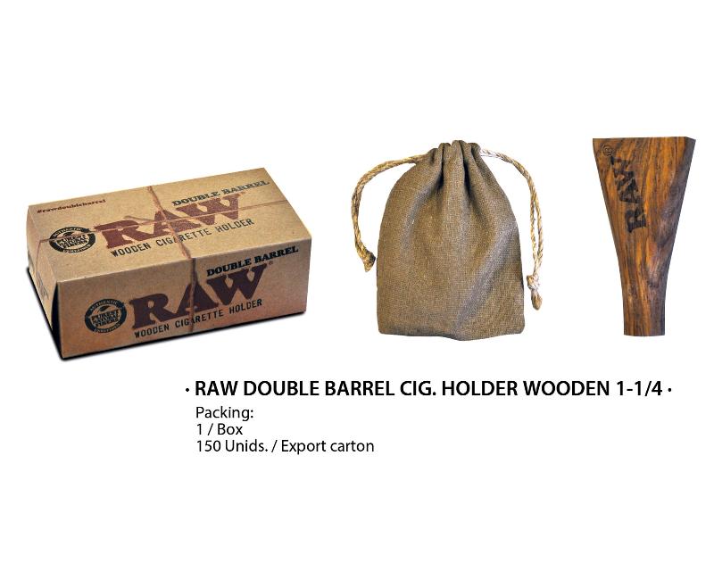 RAW  DOUBLE BARREL WOOD CIG HOLDER 1 1/4