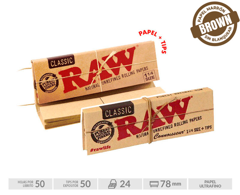 RAW CONNOISSEUR 1 1/4 + TIPS EXP 24
