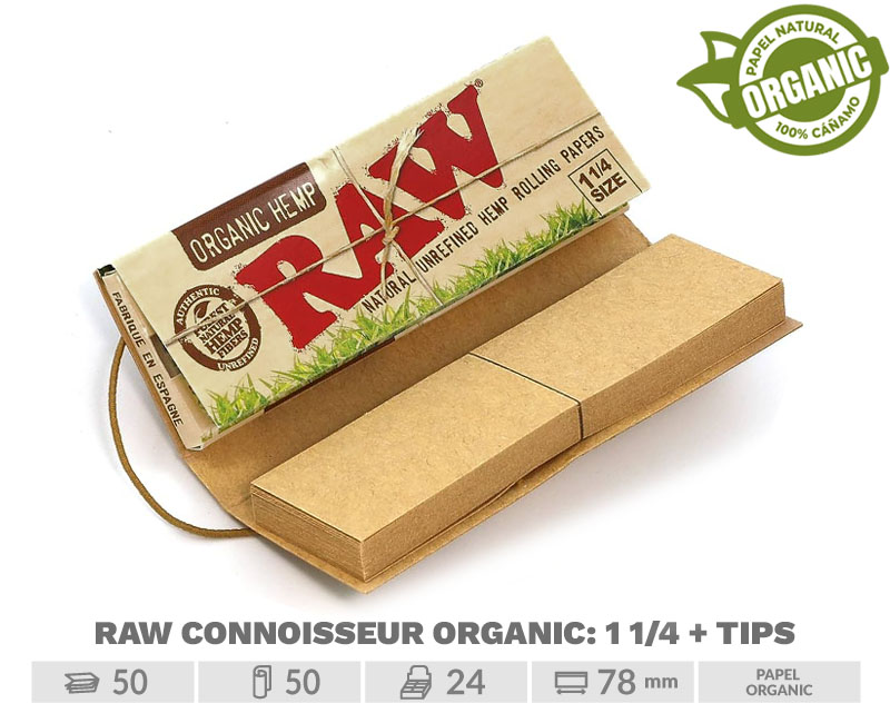 RAW CONNOISSEUR ORGANIC 1 1/4 + TIPS EXP 24