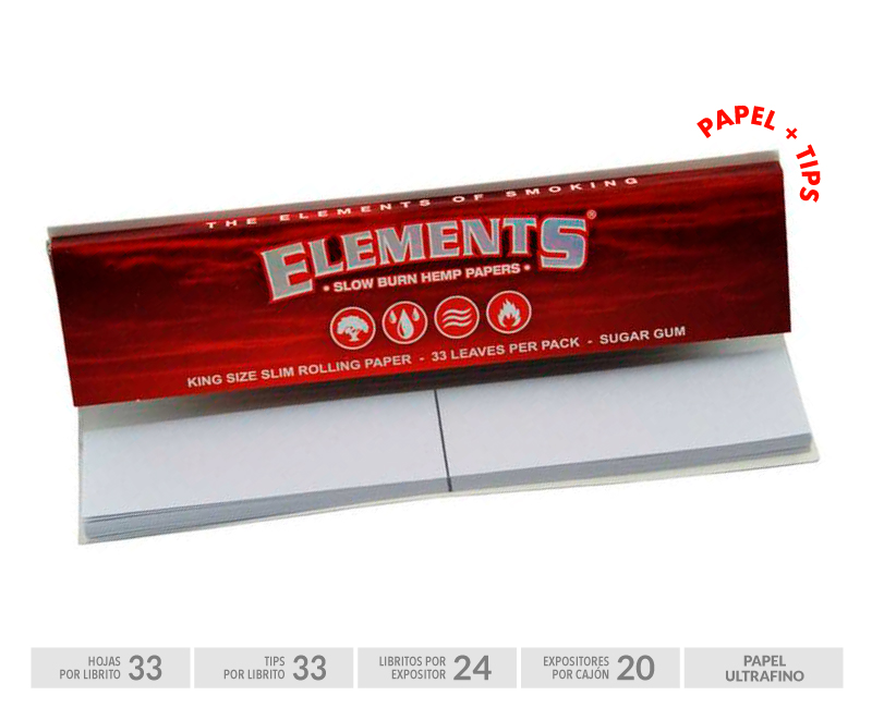 ELEMENTS EXP 24  RED CONNOISSEUR SLIM + TIPS
