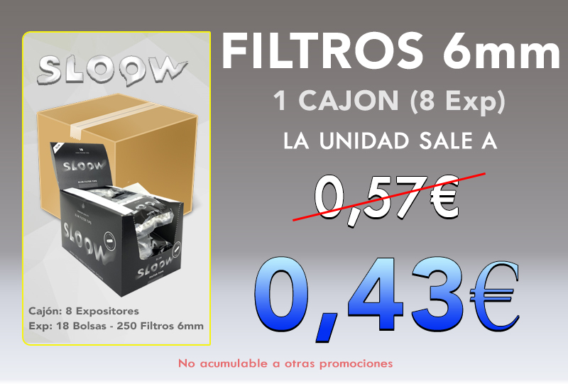6mm CAJON-8 EXP 18 Bolsas 250 Filtros SLOOW