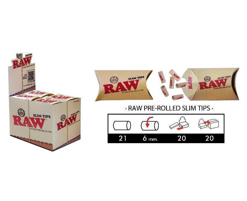 EXP. 20 RAW PRE ROLLED SLIM TIPS