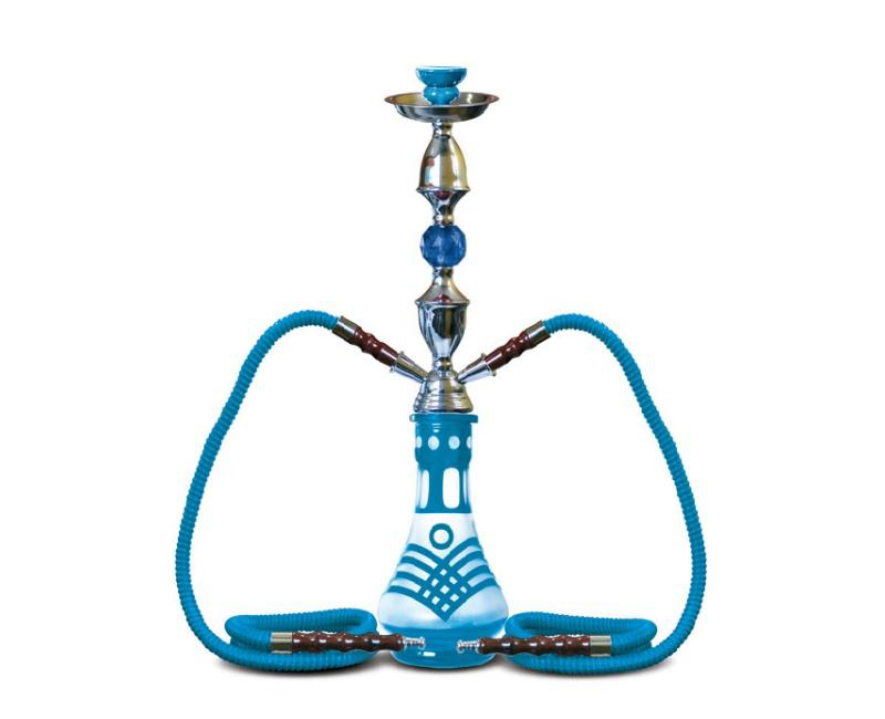 SHISHA STRIPED  AZUL 56 CMS CON 2 MANGUERAS DE 156