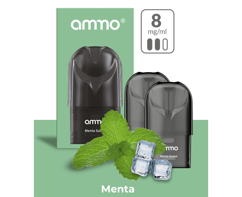 AMMO E-LIQUID MENTA 0.8%NIC / PACK x2