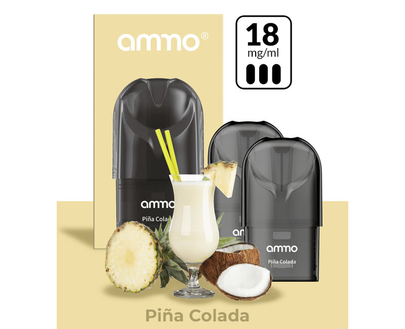 AMMO E-LIQUID PIÑA COLADA 1.8%NIC / PACK x2