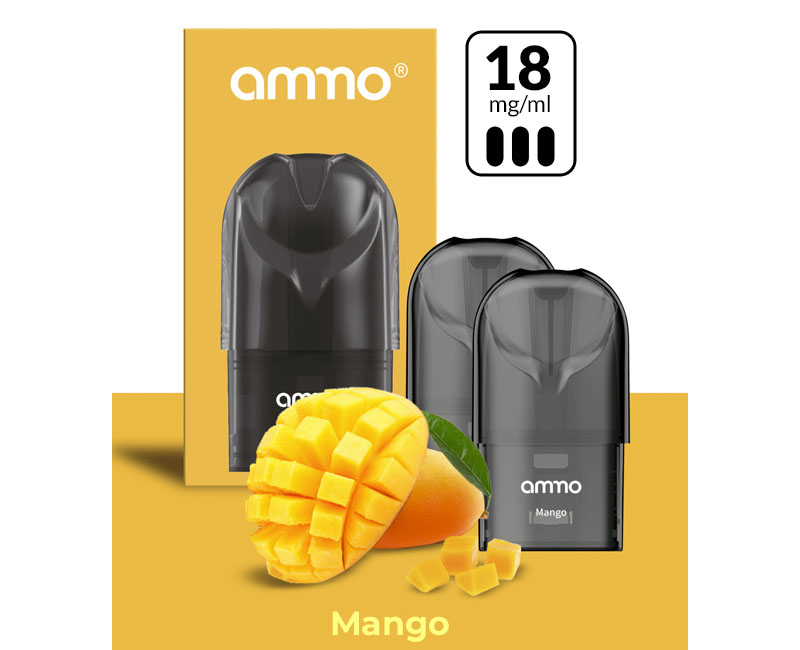 AMMO E-LIQUID MANGO 1.8%NIC / PACK x2