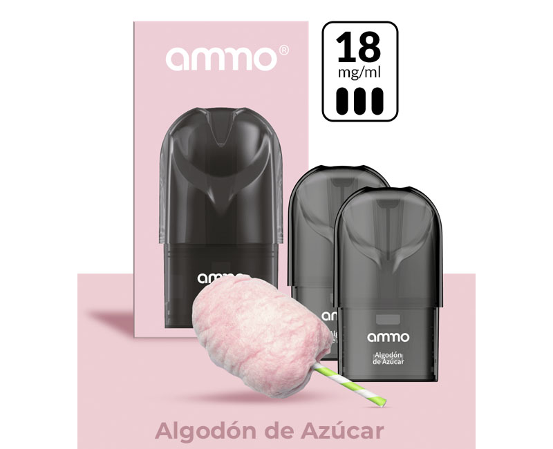 AMMO E-LIQUID ALGODÓN AZÚCAR 1.8%NIC / PACK x2