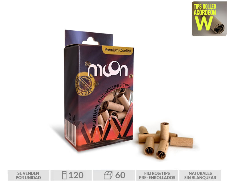 MOON PRE-ROLLED TIPS NATURAL: CAJITA x120 UDS