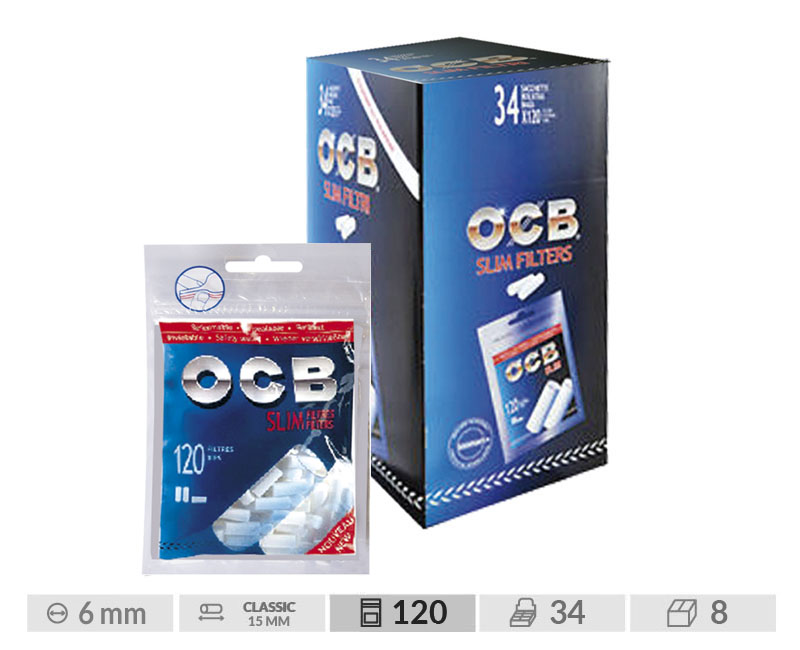 OCB FILTROS SLIM 6mm: 34 BOLSAS 120 FILTROS