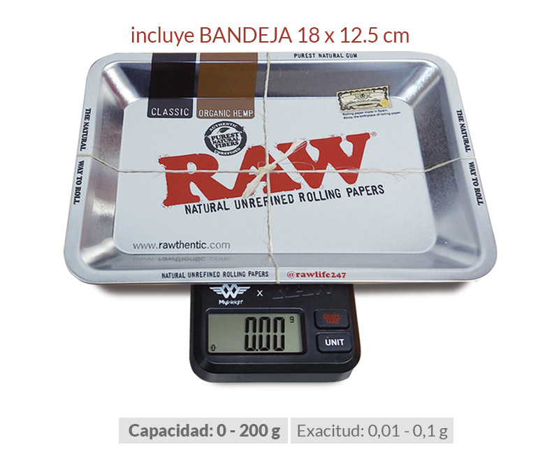 RAW TRAY SILVER SCALE BÁSCULA 0.01/0.1 G + BANDEJA
