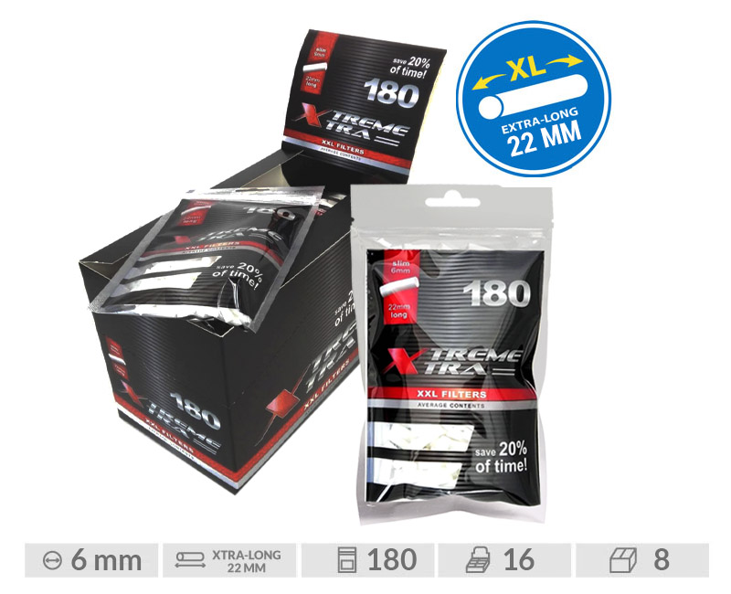 XTREME XTRA FILTROS SLIM 180 (6MM) EXP 16 BOLSAS