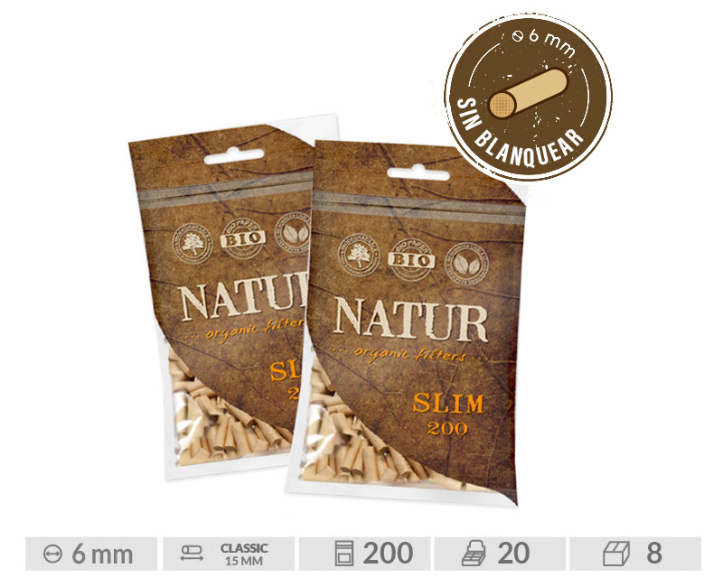 NATUR FILTROS ORGANIC SLIM 200: EXP 20 BOLSAS