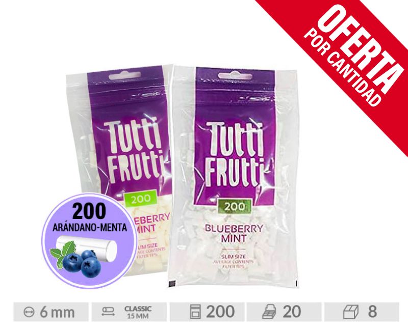 TUTTI FRUTTI FILTROS BLUEBERRYMINT 200 SLIM EXP20