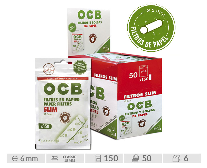OCB FILTROS SLIM DE PAPEL 150 - ESTUCHE 50 BOLSAS