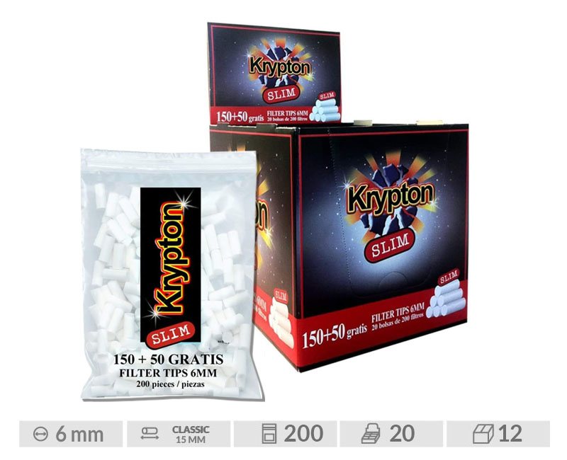 KRYPTON FILTROS 6MM SLIM 200: ESTUCHE x20 BOLSAS