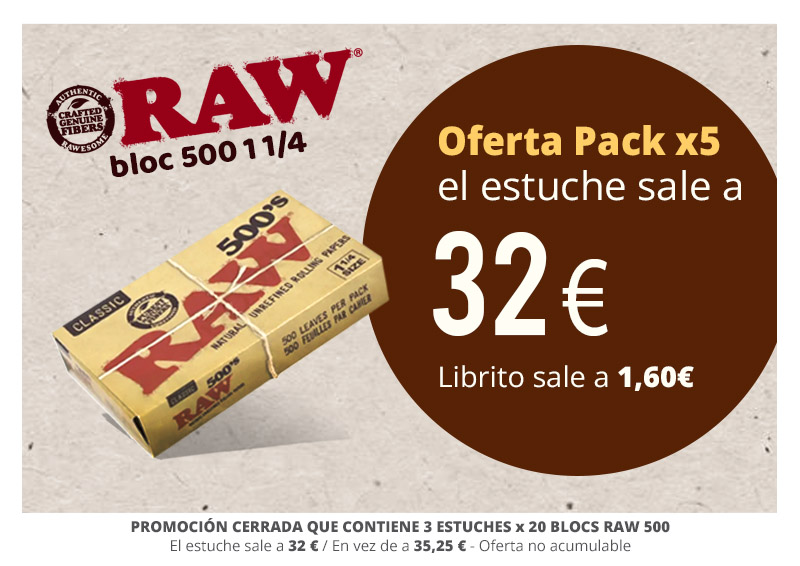 PROMO RAW 5 BLOC 500 A 32€/ESTUCHE