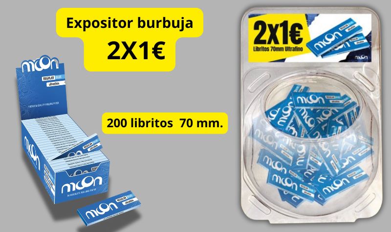 PROMO BURBUJA 2X1 PAPEL MOON BLUE 70MM 200 LIB